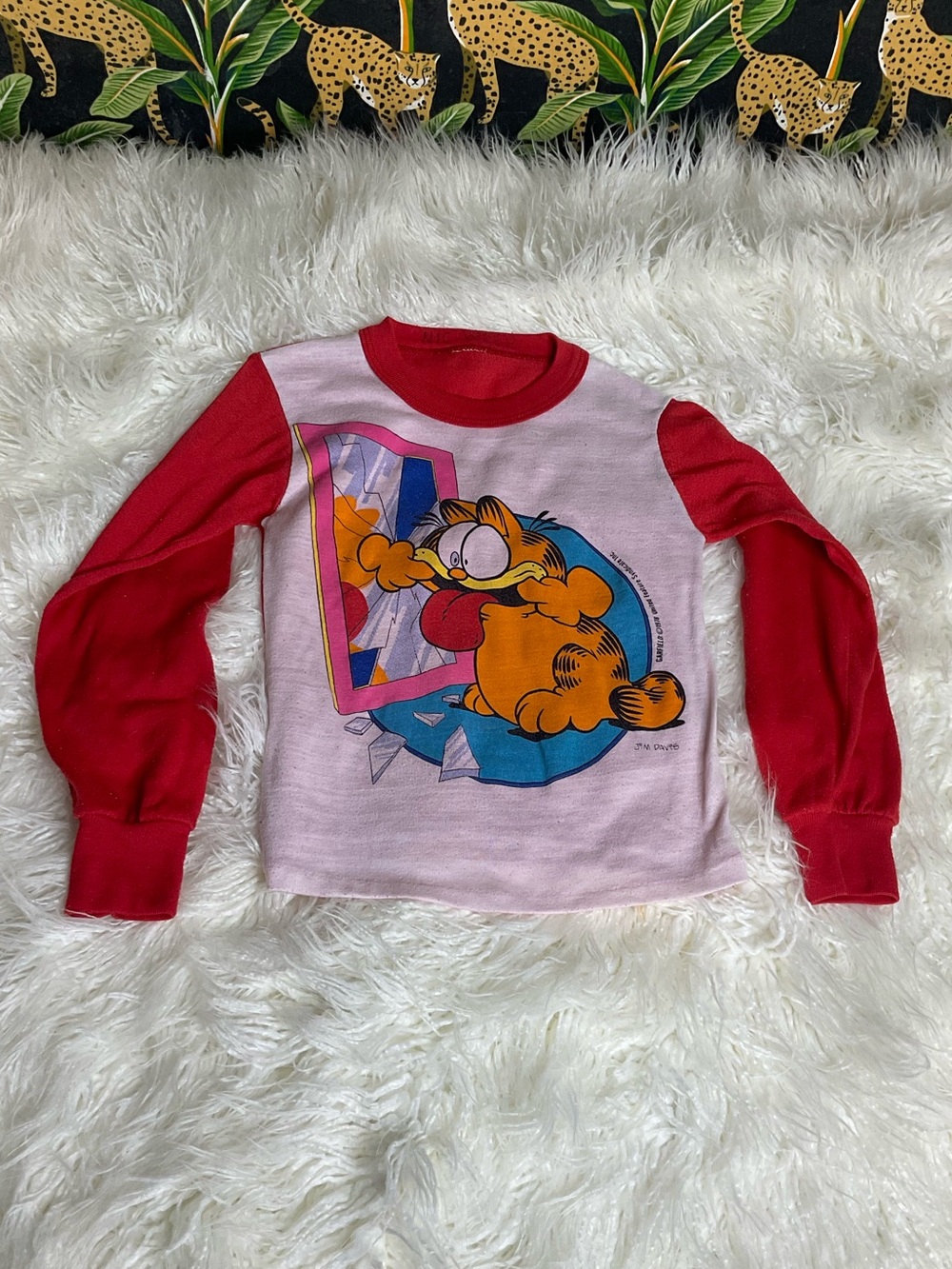 70’s Vintage Garfield Long Sleeve Pajama Top Kids Size 5 6 Jim Davis Comic Cat